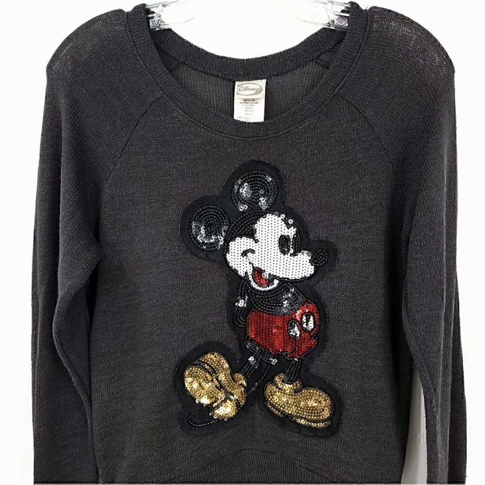 Disney Kids S Sequin Gray Long Sleeve Casual Bling Blouse Top Jerry Leigh - Picture 2 of 13